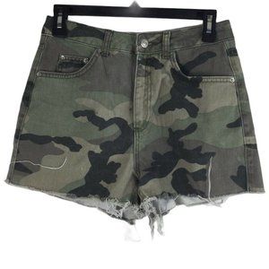 TOPSHOP Moto Mom Denim Camouflage Cut-off Shorts